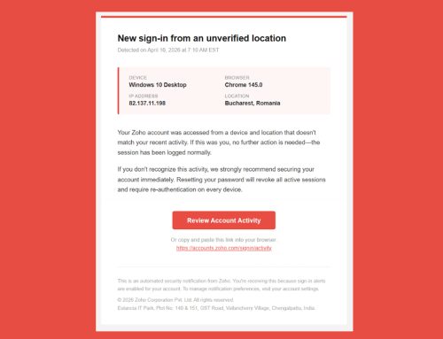 New Zoho Phishing Campaign